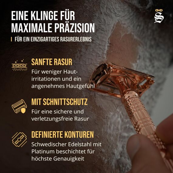 Störtebekker® Premium Rasierhobel Herren Hamburg - Rasierset mit 10 Rasierklingen & Leder-Etui - Nassrasierer Herren inkl. Reise-Etui mit Spiegel - *TESTSIEGER* Stiftung Warentest (12/2024)