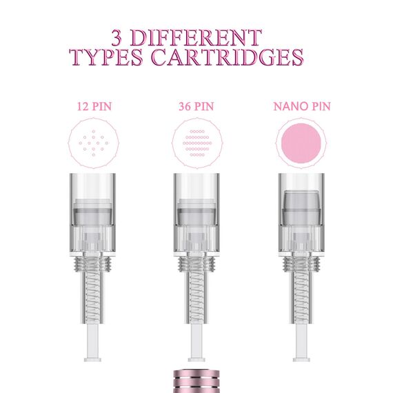 PELCAS Derma pen Elektrischer Mikroneedling Schönheit Pen Mikronadelstift Wiederaufladbar Verstellbar Länge mit 3 Geschwindigkeiten inkl. 3 Ersatzköpfe Tragbares Microneedling Gerät für Gesicht Haut