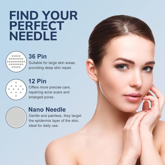 36 Pin Ersatz Derma Pen Mikronadel Microneedling Nadelpatronen für Auto Derma Micro Nadelroller Electric Pen, 10 Stück MEHRWEG semi-permanent