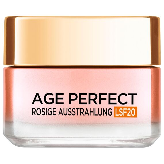 L'Oréal Paris Rosé Tagespflege LSF 20 für Frauen, für eine ebenmäßige & strahlende Haut & rosig frische Ausstrahlung mit Pfingsrosen-Zellen, Calcium und Vitamin B3, Age Perfect Golden Age1x 50ml