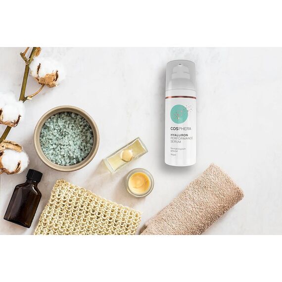 Cosphera Hyaluron Serum hochdosiert 50ml Vegan I Hyaluronsäure Konzentrat Microneedling geeignet I Anti Falten Creme für Augen, Gesicht, Hals & Dekollete Anti Aging Gel für Frauen und Männer