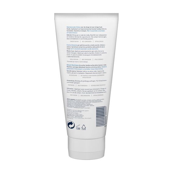 CeraVe Feuchtigkeitscreme für Körper und Gesicht, Creme für trockene bis sehr trockene Haut, Mit Hyaluron und 3 essenziellen Ceramiden, Auch bei Neurodermitis und für Allergiker, 177 ml