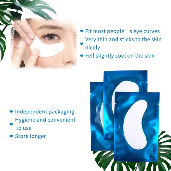 50 Paar Augenpads für Wimpernverlängerung Fusselfrei Augen Gel Patch Hydrogel Augenpads Profi Lint Free Eye Gel Patch for Eyelash Extensions Augenwimper (Blau)