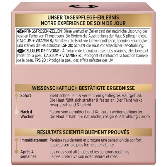 L'Oréal Paris Rosé Tagespflege LSF 20 für Frauen, für eine ebenmäßige & strahlende Haut & rosig frische Ausstrahlung mit Pfingsrosen-Zellen, Calcium und Vitamin B3, Age Perfect Golden Age1x 50ml