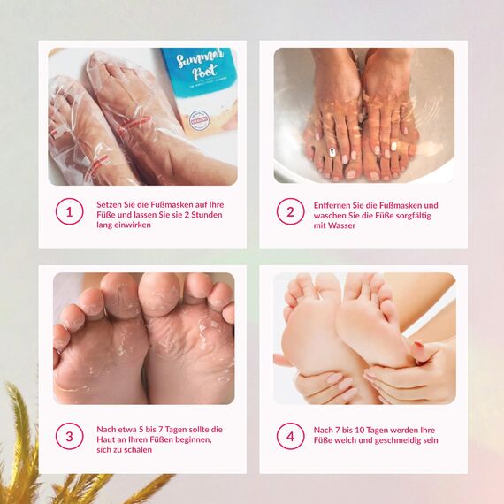 Summer Foot Premium Hornhaut-Entferner - Hornhaut Fußmaske für weiche Füße - Anti Hornhaut-Socken für effektive Fußpflege - dermatologisch getestet - Frauenmaske