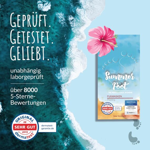 Summer Foot Premium Hornhaut-Entferner - Hornhaut Fußmaske für weiche Füße - Anti Hornhaut-Socken für effektive Fußpflege - dermatologisch getestet - Frauenmaske