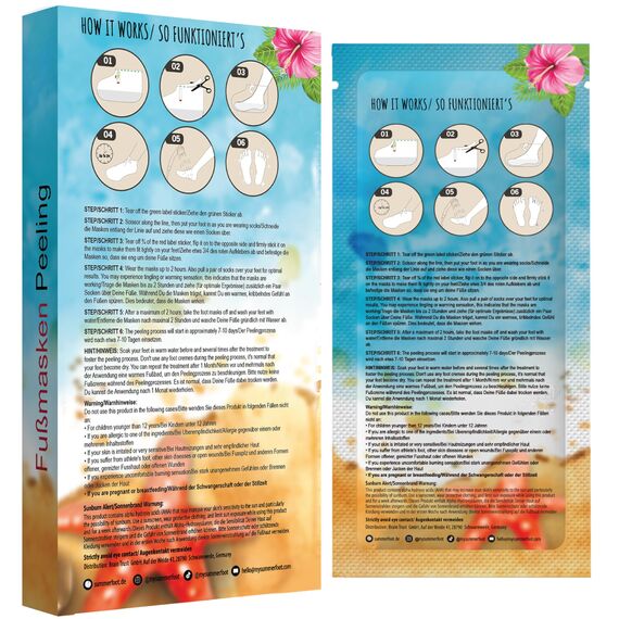 Summer Foot Premium Hornhaut-Entferner - Hornhaut Fußmaske für weiche Füße - Anti Hornhaut-Socken für effektive Fußpflege - dermatologisch getestet - Frauenmaske