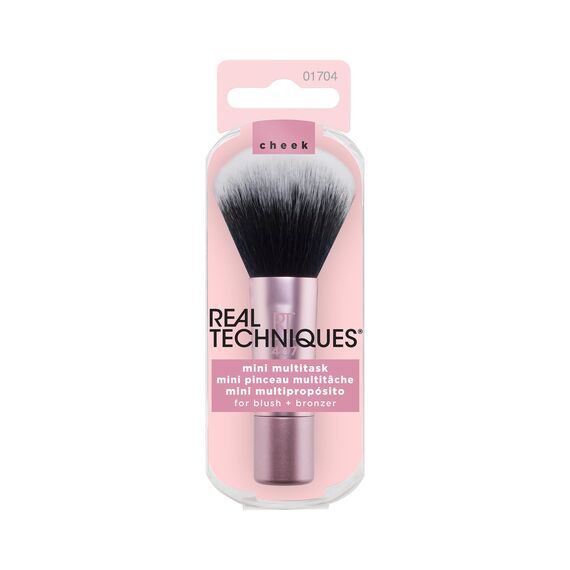 Real Techniques Mini-Multitask-Make-up-Pinsel, für Rouge, Bronzer und Puder, Gesichtsbürste mit individuell zugeschnittenen synthetischen Borsten, für loses und gepresstes Puder,1 Stück