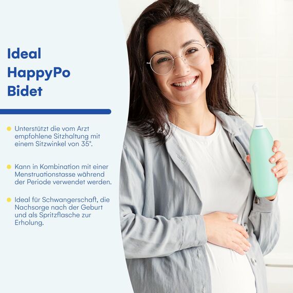 HappyPo Tragbar Po Dusche 300 ml - Tragbares Bidet Handbrause für Männer und Frauen - Toilette Popodusche Ersetzt Feuchtes Toilettenpapier - Intimdusche für Schwangerschaft, Wochenbett und Reisen