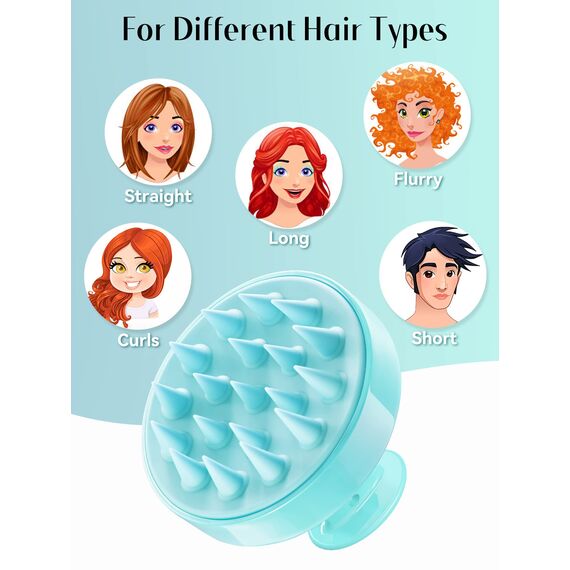 HEETA Kopfhaut Massagebürste für Nasses und Trockenes Haar Sanft Kopfmassage Bürste, Shampoo Haarbürste mit Weichem Silikonkopf für Peeling und Kopfmassage-Grün