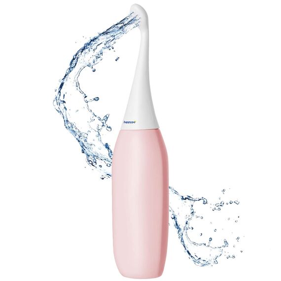 HappyPo Tragbar Po Dusche 300 ml - Tragbares Bidet für Männer und Frauen - Toilette Popodusche Ersetzt Feuchtes Toilettenpapier - Intimdusche für Schwangerschaft, Wochenbett und Reisen - Rosa