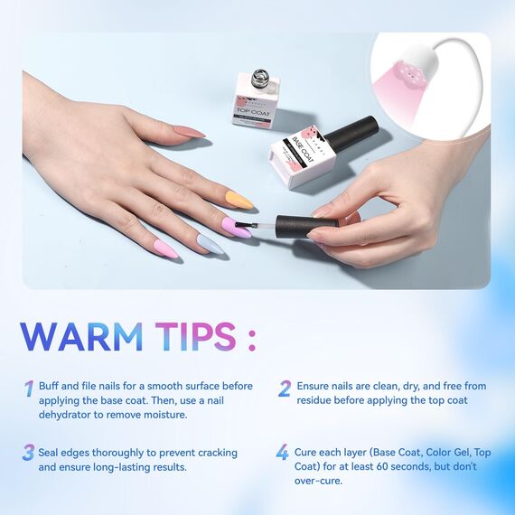 Makartt Top Coat Gel UV Base Coat Gels Nagellack 2 * 10ml UV Top Coat Set Kein Wischen Langanhaltendes Klares Gel Nagel Politur Top Basislack einweichen LED-Lampe