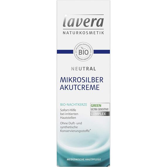 lavera Neutral Akutcreme mit Mikrosilber ∙ Bio Nachtkerze ∙ Sofortige Hilfe bei Hautirritationen ∙ Neurodermitis ∙ Medizinische Hautpflege ∙ vegan Bio Pflanzenwirkstoffe Naturkosmetik Creme 75ml
