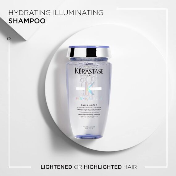 Kérastase | Shampoo für blondes Haar für mehr Glanz, Haarbad mit feuchtigkeitsspendender Hyaluronsäure, Bain Lumière, Blond Absolu, 250 ml