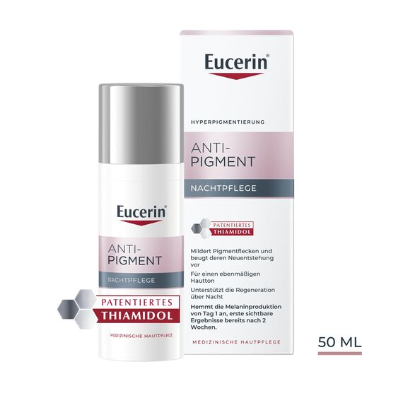 Eucerin Anti-Pigment Nachtpflege 50 ml, reichhaltige Nachtcreme mit Thiamidol zur Reduzierung von Pigmentflecken, Gesichtspflege unterstützt die Hautregeneration über Nacht