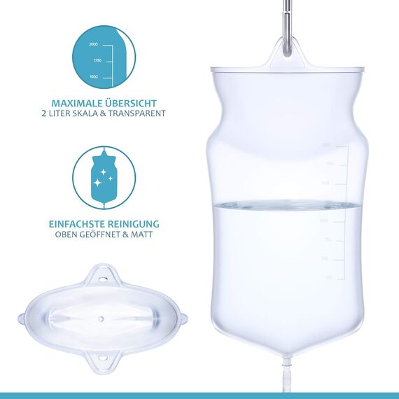 Lyvanas Einlauf Set Zur Darmreinigung (BPA- Und Phthalatfrei) - 2 Liter Klistier Set In Vollausstattung Für Alle Einläufe - Premium Reise Irrigator Set