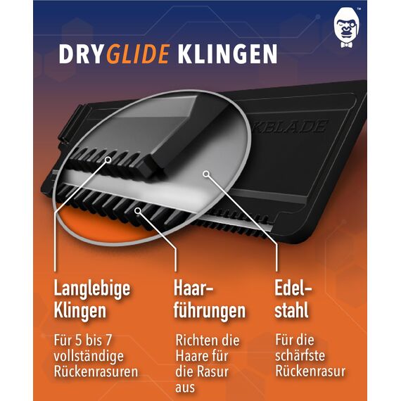 baKblade 2.0 - Rückenhaar- und Körperrasierer Ersatzkartuschen für Rasierklingen - Kompatibel mit Bakblade 2.0, 3.0 und 2.0 Elite Rasierer - Dryglide Technologie (12 Ersatzklingen Set)