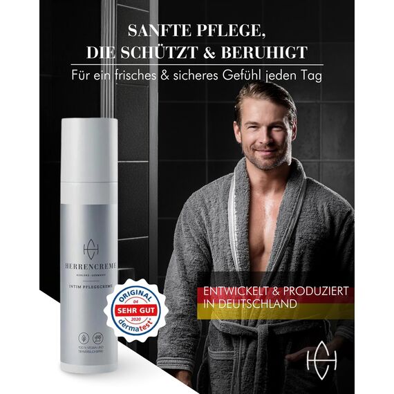 HERRENCREME Intim Pflegecreme für Männer 75 ml I Intimcreme mit Mikrosilber I Bei trockener & gereizter Haut I Intimpflege Männer vom Urologen entwickelt I vegan & dermatologisch getestet