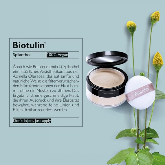 Biotulin - Hydrolon 20g - Anti-Falten-Feuchtigkeitspuder mit Spilanthol und Hyaluronsäure - Glatte Haut und strahlender Teint