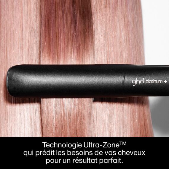 ghd platinum+ black - Intelligenter professioneller Haarglätter, weniger Haarbruch, mehr Glanz und Farbschutz, Ultra-Zone-Technologie, optimale Kämmtemperatur 185ºC homogen