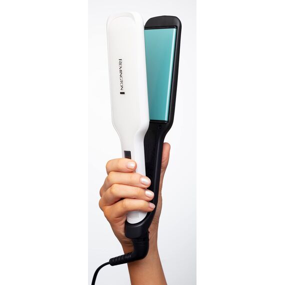 Remington Glätteisen breit Shine Therapy (hochwertige Keramikbeschichtung angereichert mit Mikrowirkstoffe für mehr Glanz -marokkanisches Arganöl & Vitamin E) LCD-Display, 150-230°C, Haarglätter S8550