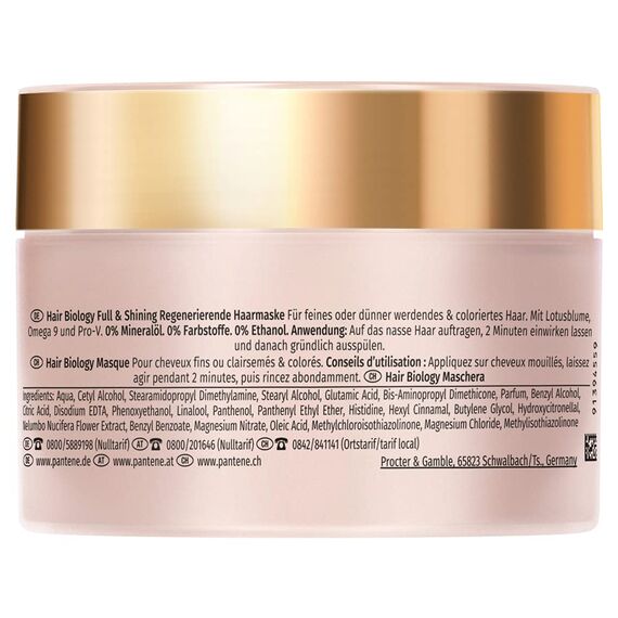 Hair Biology Full & Shining Haarmaske, Für Feines Oder Dünner Werdendes Und Coloriertes Haar, 160ml