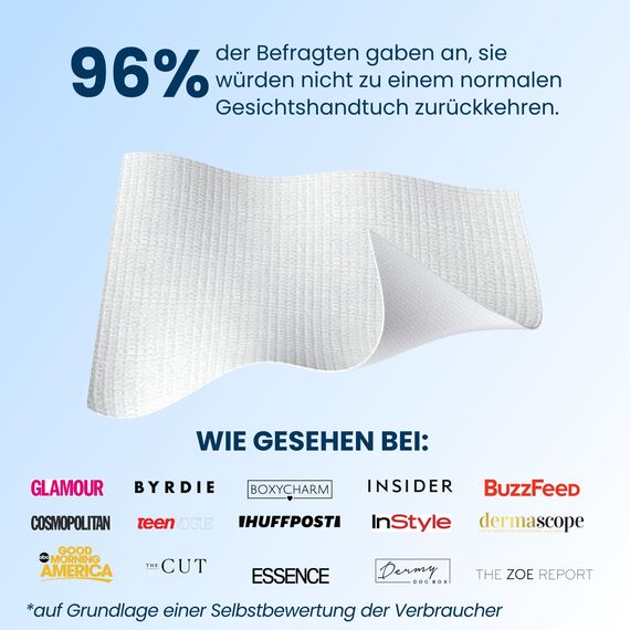 Clean Skin Club Clean Towel Gesichtstuch XL, 100% USDA zertifizierte dermatologisch & klinisch getestete Gesichtshandtücher, Einweg-Handtücher, Gesichtswaschlappen, Make-up-Entferner, 50 St., 1-Pack