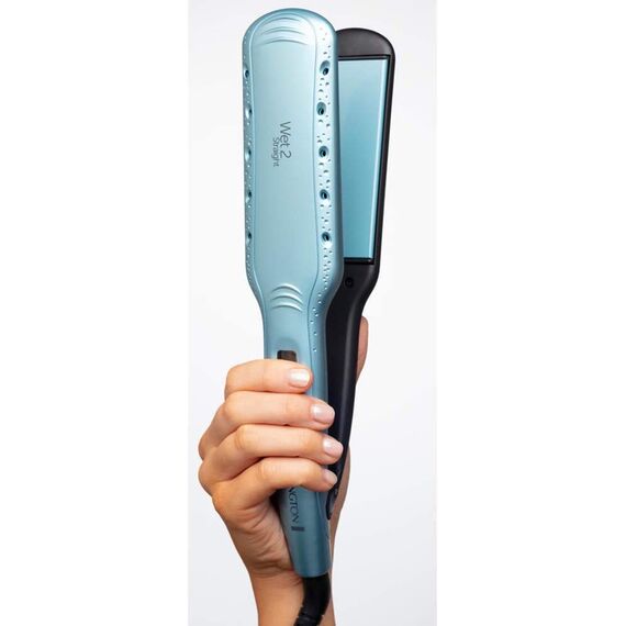 Remington Glätteisen breit Wet2Straight(für Nass-und Trockenanwendung-zum Trocknen & Glätten der Haare, Hitzeaktivierten Anti-Frizz-Mikrowirkstoffe), LCD-Display, 140-230°C, Haarglätter S7350, Türkis
