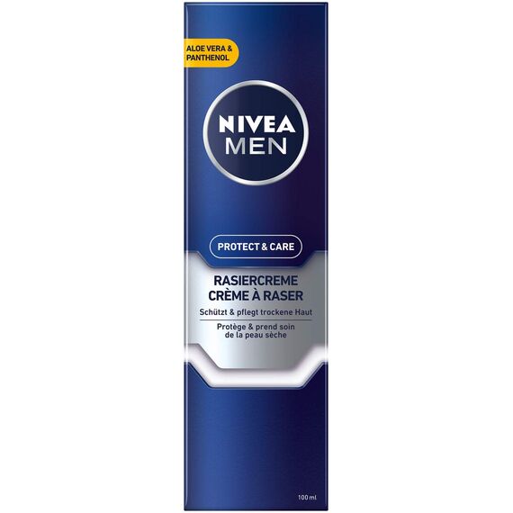 NIVEA MEN Protect & Care Rasiercreme im 6er Pack (6 x 100 ml), mit cremigem Schaum für eine sanfte Rasur, hautschonende Rasiercreme für Herren