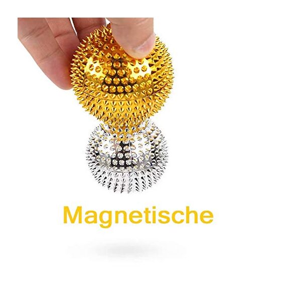 CHI-ENTERPRISE - zwei magnetische Massagebälle - mittel | Faszienbälle zur selbsttherapeutischen Akupressur Behandlung | Inhalt: 2 Igelbälle in silber, je 47 mm Durchmesser & 228 Akupressurnadeln