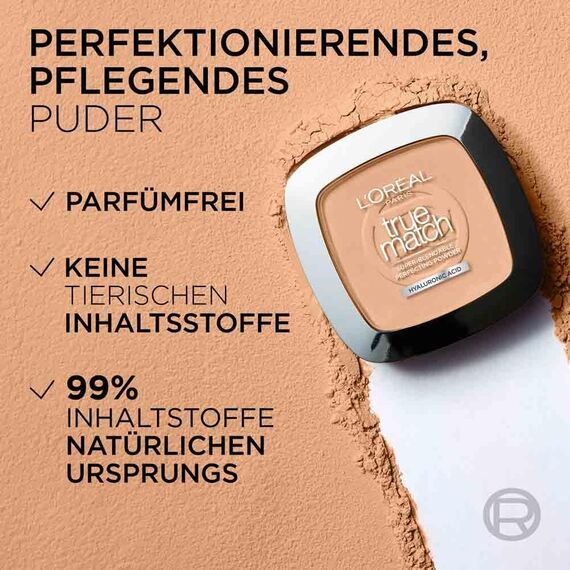 L'Oréal Paris Puder Make up, Mattierendes Kompaktpuder mit LSF 8, Inkl. Spiegel und Schwamm, True Match Puder, Nr. 2.N, 9 g