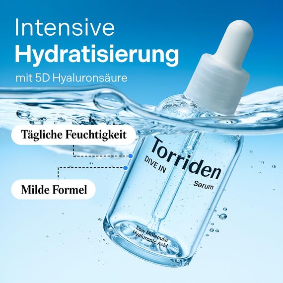 Torriden DIVE IN Hyaluronsäure Serum 50ml (1,69 fl.oz.) | Tiefenwirksame Hydratisierung für strahlende Haut | Mit Hyaluronsäure, Panthenol und Allantoin | Koreanisches Gesichtsserum.