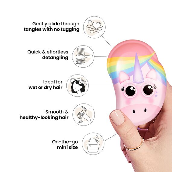 Tangle Teezer Kleine Original Haarbürste – Für Nasses & Trockenes Haar – Entwirrungsbürste für Alle Haartypen – Perfekte Bürste für Kinder & Reisen – Regenbogen Einhorn