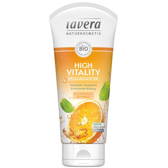 lavera High Vitality Pflegedusche Bio Orange & Bio Minze ∙ Vitalisiertes Hautgefühl ∙ Vegan Bio Pflanzenwirkstoffe Naturkosmetik Natural & innovative Duschgel (200 ml)