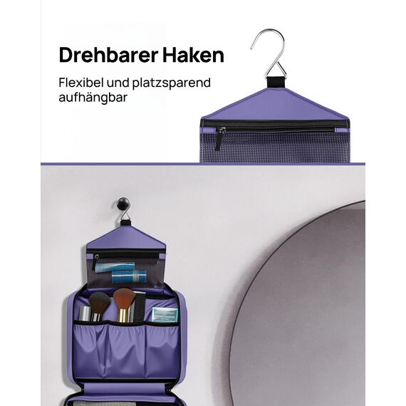 Carttiya Kulturbeutel zum Aufhängen, Kulturbeutel Herren Damen, Kosmetiktasche Groß Waschtasche Reise Waschbeutel Cosmetic Bag Makeup Tasche Kulturtaschen Toilettentasche mit Haken (Violett)