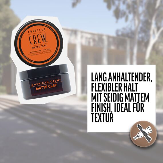 AMERICAN CREW – Matte Clay, 85 g, Stylingclay für Männer, Haarprodukt mit mittlerem bis starkem Halt, Stylingprodukt für optimale Formbarkeit, Struktur & mattes Finish