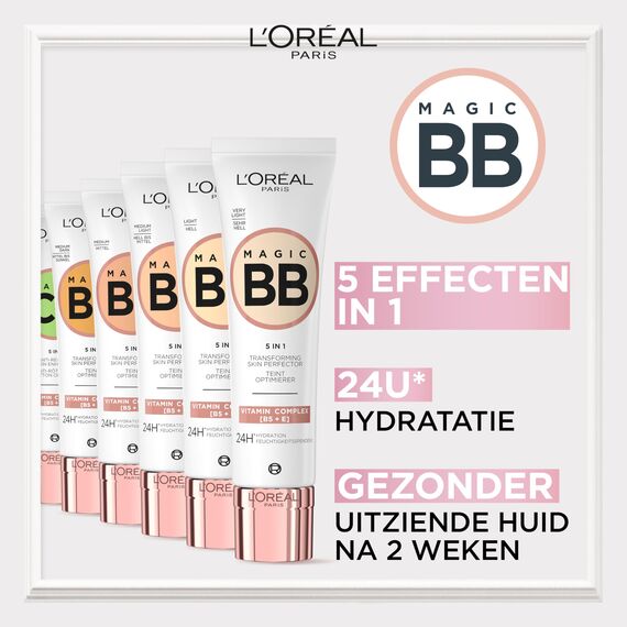 L'Oréal Paris Getönte Tagescreme, Für 24h Feuchtigkeit und einen ebenmäßigen Teint, Magic BB Teint Optimierer, Nr. 03 Medium Light (Mittel Hell), 1 x 30 ml