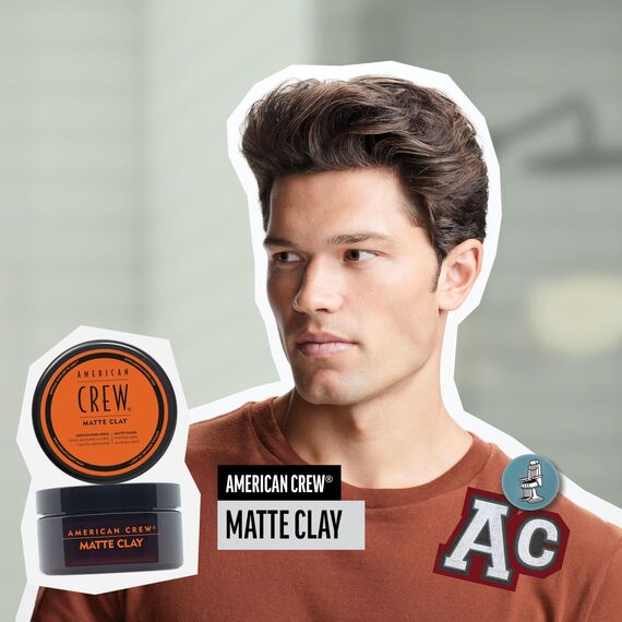AMERICAN CREW – Matte Clay, 85 g, Stylingclay für Männer, Haarprodukt mit mittlerem bis starkem Halt, Stylingprodukt für optimale Formbarkeit, Struktur & mattes Finish