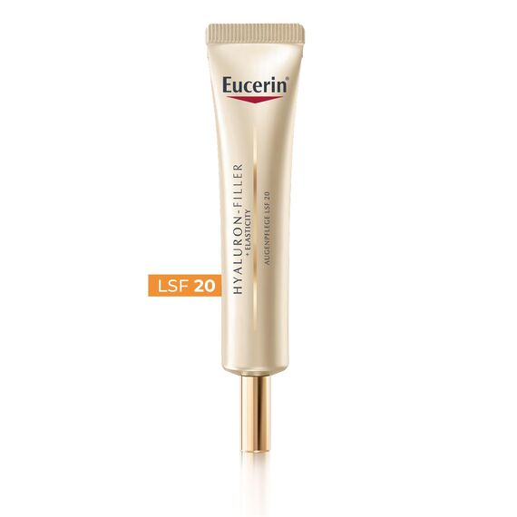 Eucerin Hyaluron-Filler + Elasticity Augenpflege LSF 20 15 ml, Anti-Age Augencreme strafft die Augenpartie und hellt dunkle Augenschatten auf, Formel mit Hyaluronsäure und Kollagen
