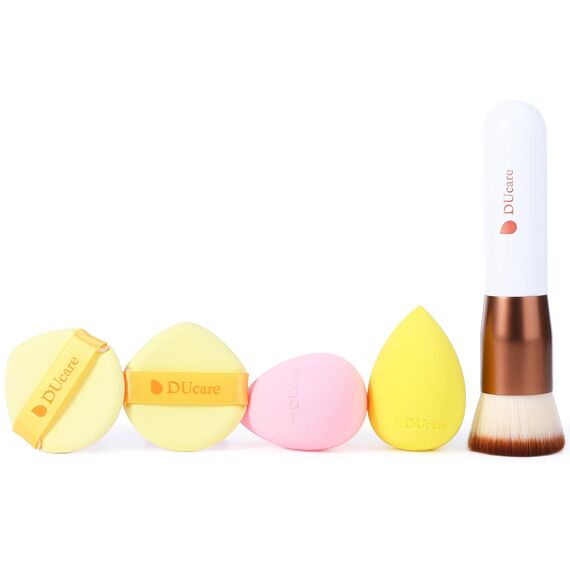 DUcare Makeup-Schwamm und Foundation Pinsel Kabuki Make Up Pinsel Flat Top Pinsel Schminkpinsel Kosmetikpinsel - Ideal für Cremige, Pudrige oder Flüssige Foundation
