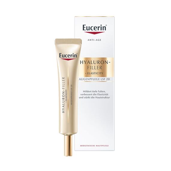 Eucerin Hyaluron-Filler + Elasticity Augenpflege LSF 20 15 ml, Anti-Age Augencreme strafft die Augenpartie und hellt dunkle Augenschatten auf, Formel mit Hyaluronsäure und Kollagen