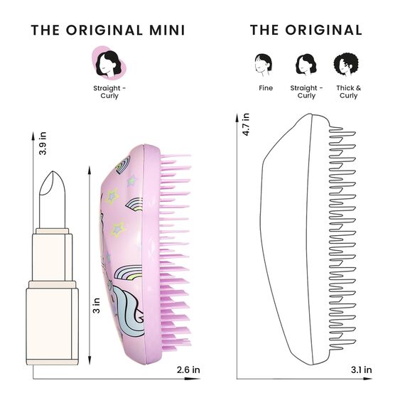 Tangle Teezer Kleine Original Haarbürste – Für Nasses & Trockenes Haar – Entwirrungsbürste für Alle Haartypen – Perfekte Bürste für Kinder & Reisen – Einhorn-Zauber