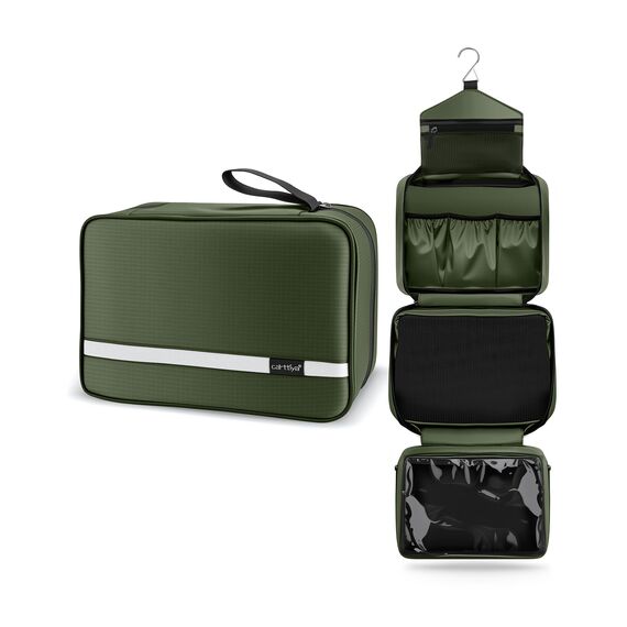 Carttiya Kulturbeutel zum Aufhängen, Kulturbeutel Herren Damen, Kosmetiktasche Groß Waschtasche Reise Waschbeutel Cosmetic Bag Makeup Tasche Kulturtaschen Toilettentasche mit Haken (Dunkelgrün)