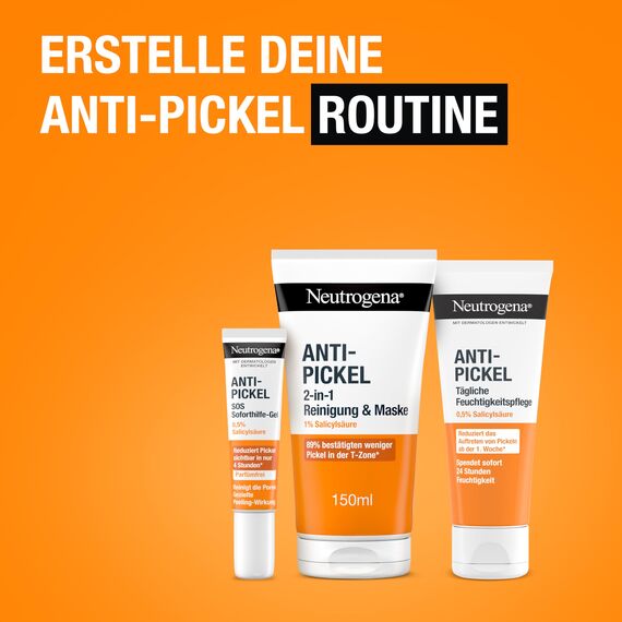 Neutrogena Anti-Pickel 2-in-1 Reinigung und Maske 150 ml,klärende Gesichtsreinigung + Maske mit 1Prozent Salicylsäure BHA,Anti Pickel Maske mit Glycerin für porentiefe Reinigung ohne austrocknen