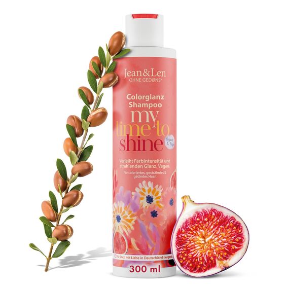 Jean & Len Shampoo Colorglanz Arganöl & Feige, für coloriertes & strapaziertes Haar, verleiht Farbintensität und Glanz, ohne Parabene und Silikone, vegan, 300 ml (1er Pack)