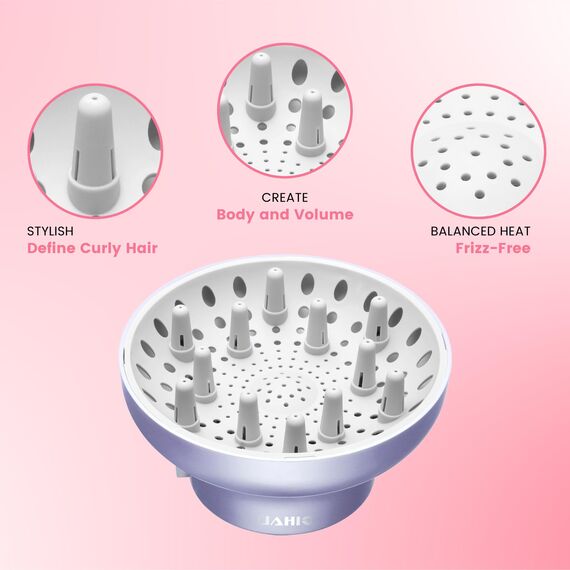 GIHALI Universalaufsatz Haar Diffusor "Super Stabil" 4,4 cm bis 6,6 cm für natürlich lockiges und welliges Haar, Haartrockneraufsatz, Universal Diffusor Aufsatz, Diffuser Haare Locken (Weiß)