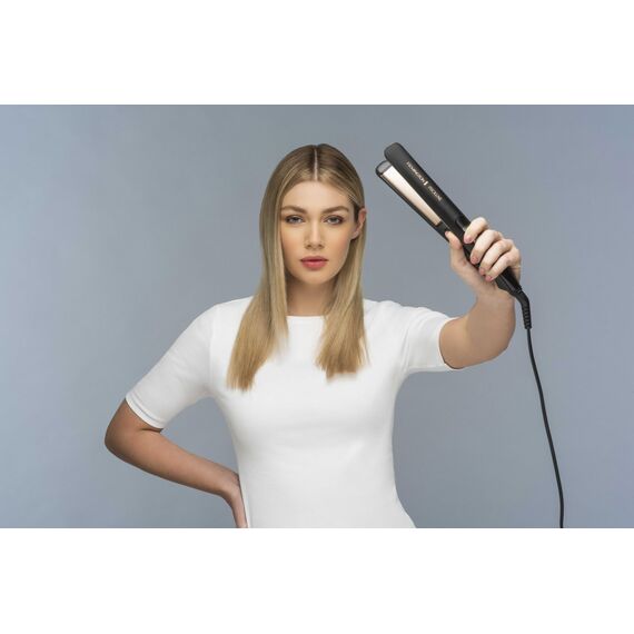 Remington Glätteisen [OPTIheat-Technologie für lang anhaltende Styling-Ergebnisse] PROluxe Midnight (150-230°C,110mm lange Keramikstylingplatten,digitales Display,schnellaufheizend) Haarglätter S9100B