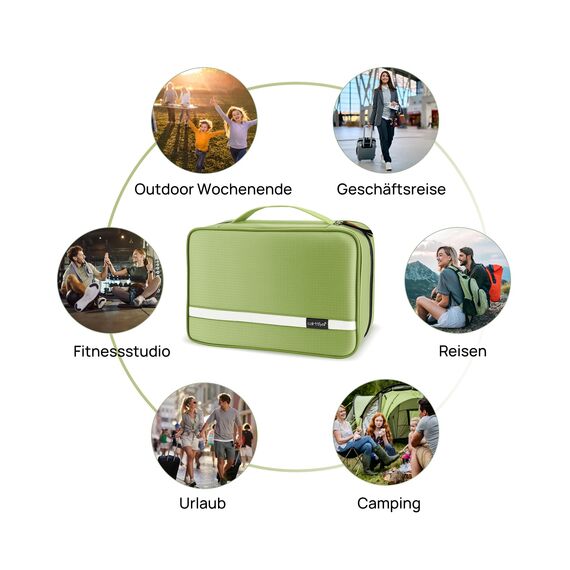 Carttiya Kulturbeutel zum Aufhängen, Kulturbeutel Herren Damen, Kosmetiktasche Groß Waschtasche Reise Waschbeutel Cosmetic Bag Makeup Tasche Kulturtaschen Toilettentasche mit Haken (Hellgrün)