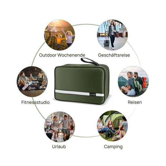 Carttiya Kulturbeutel zum Aufhängen, Kulturbeutel Herren Damen, Kosmetiktasche Groß Waschtasche Reise Waschbeutel Cosmetic Bag Makeup Tasche Kulturtaschen Toilettentasche mit Haken (Dunkelgrün)