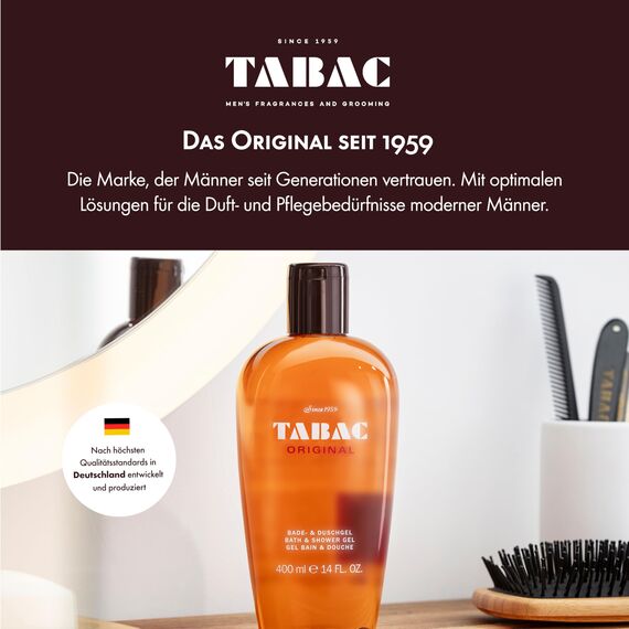 Tabac® Original I Vorteilspack Duschgel - Original Seit 1959 - sanft zur Haut - mit dem Duft des Originals - spürbar gepflegtes Frischegefühl I 2x 400ml